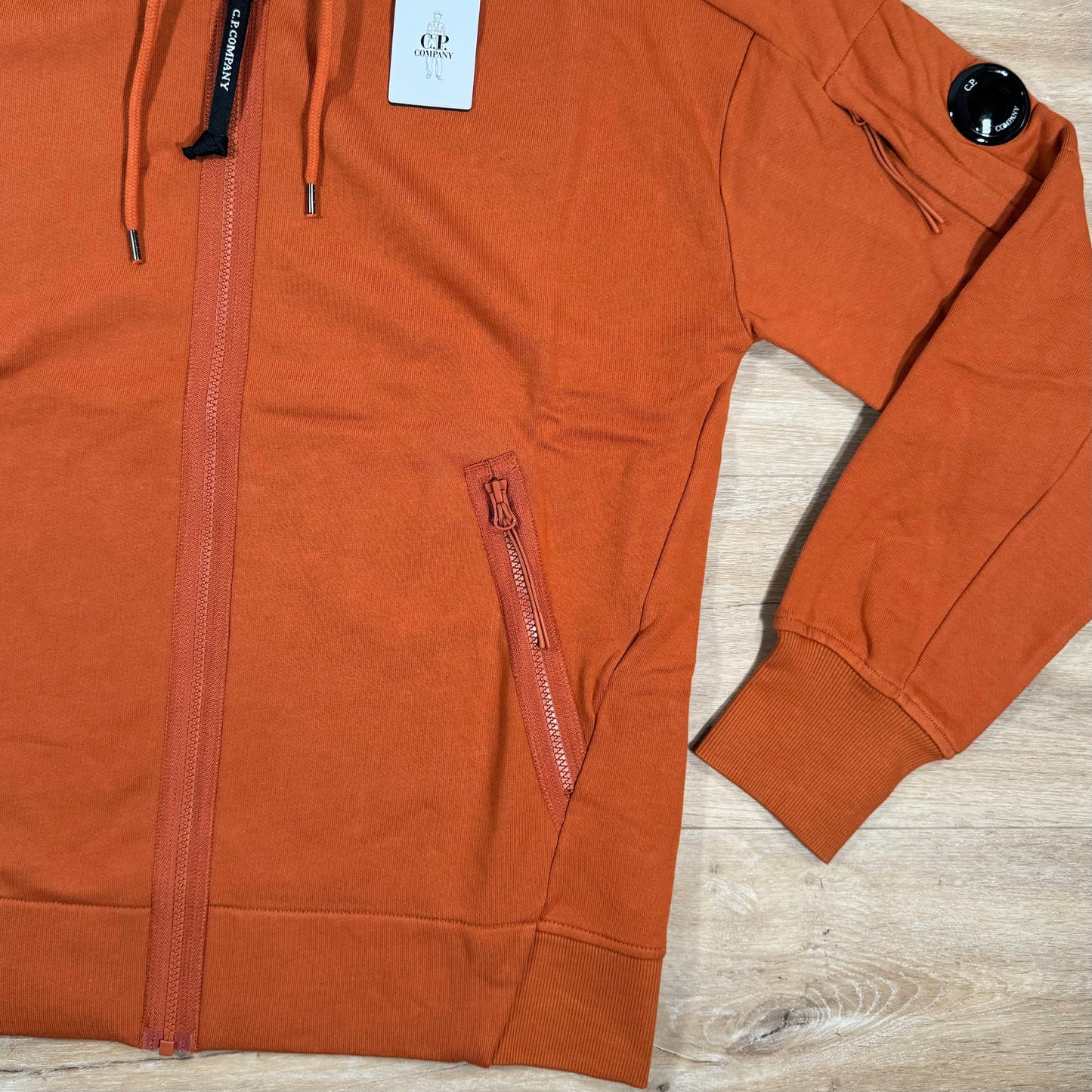 CP Company Diagonal Raised Zipped Lens Hoodie in Bombay Brown
