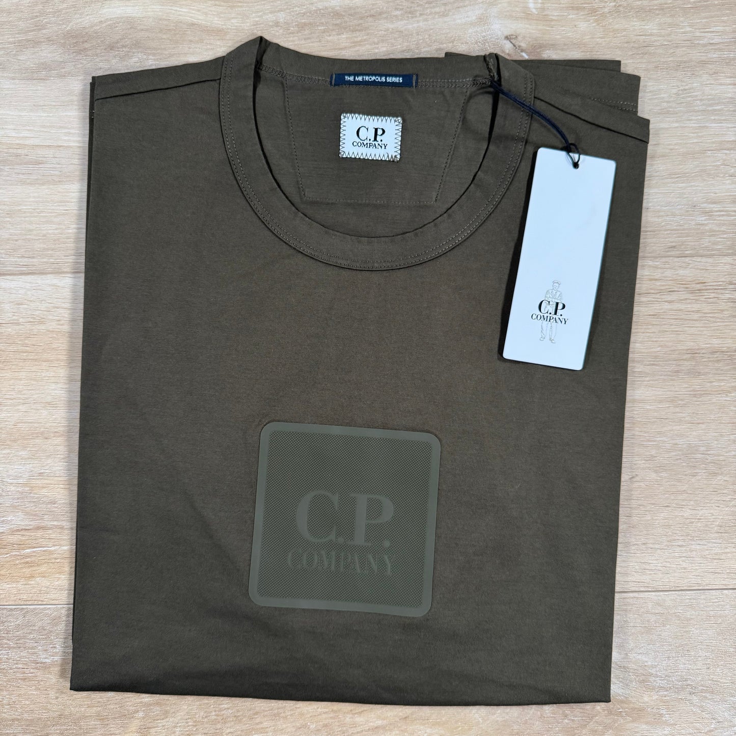 CP Company Metropolis Series Rubberized Logo T-Shirt in Ivy Green