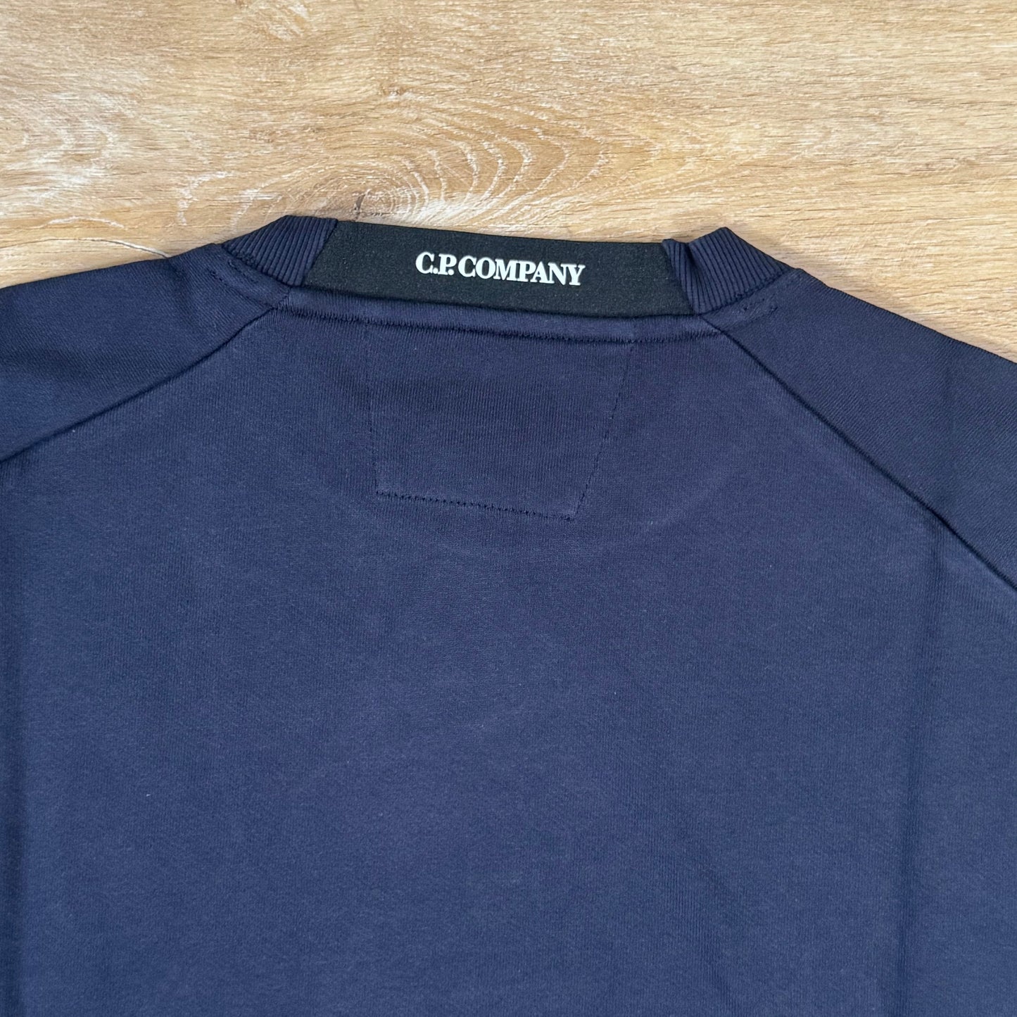 CP Company Diagonal Raised Fleece Crewneck Lens Sweatshirt in Navy