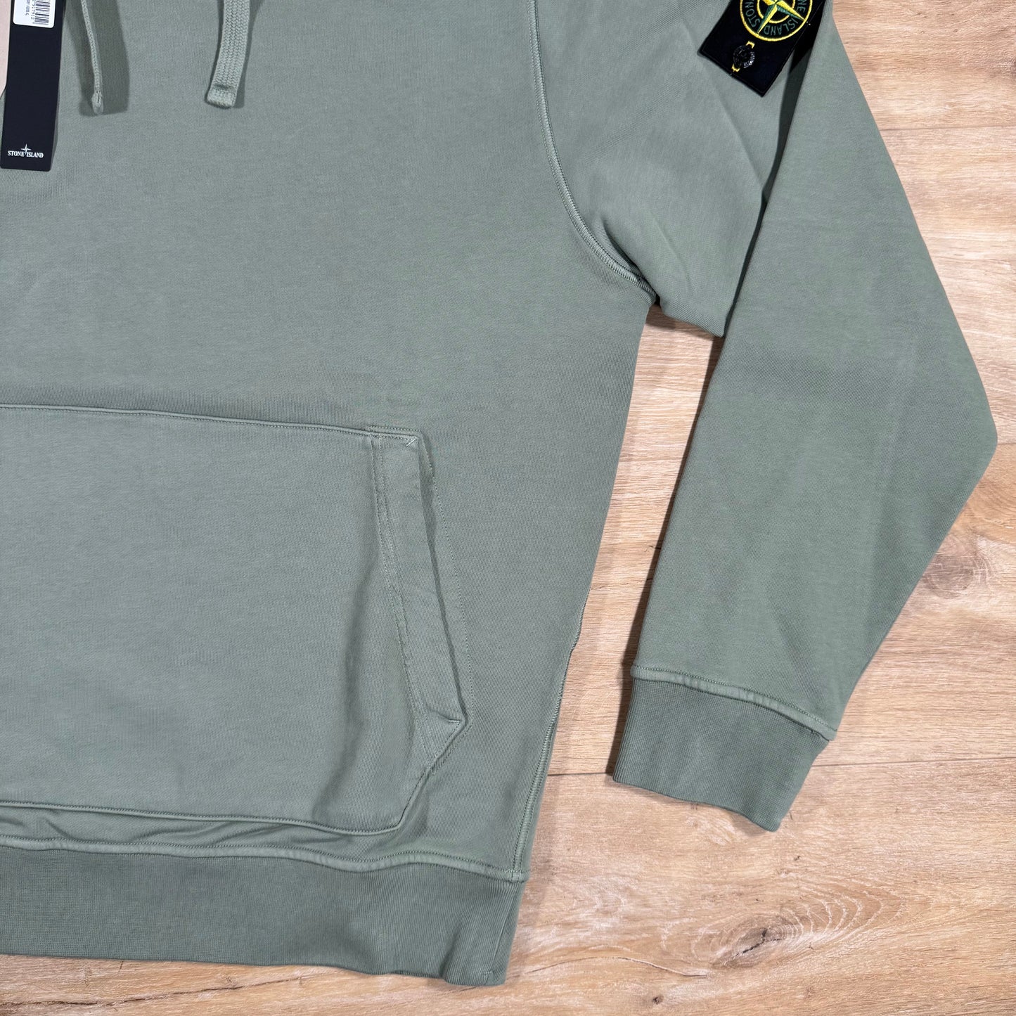 Stone Island Organic Cotton Fleece Pullover Hoodie in Sage Green
