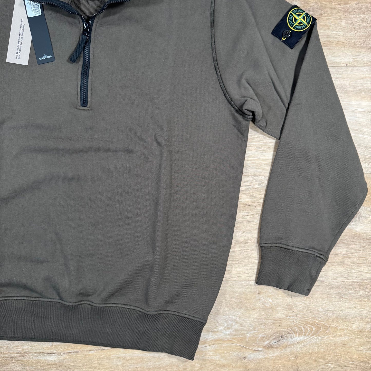 Stone Island Organic Cotton Half-Zip Sweatshirt in Military Green