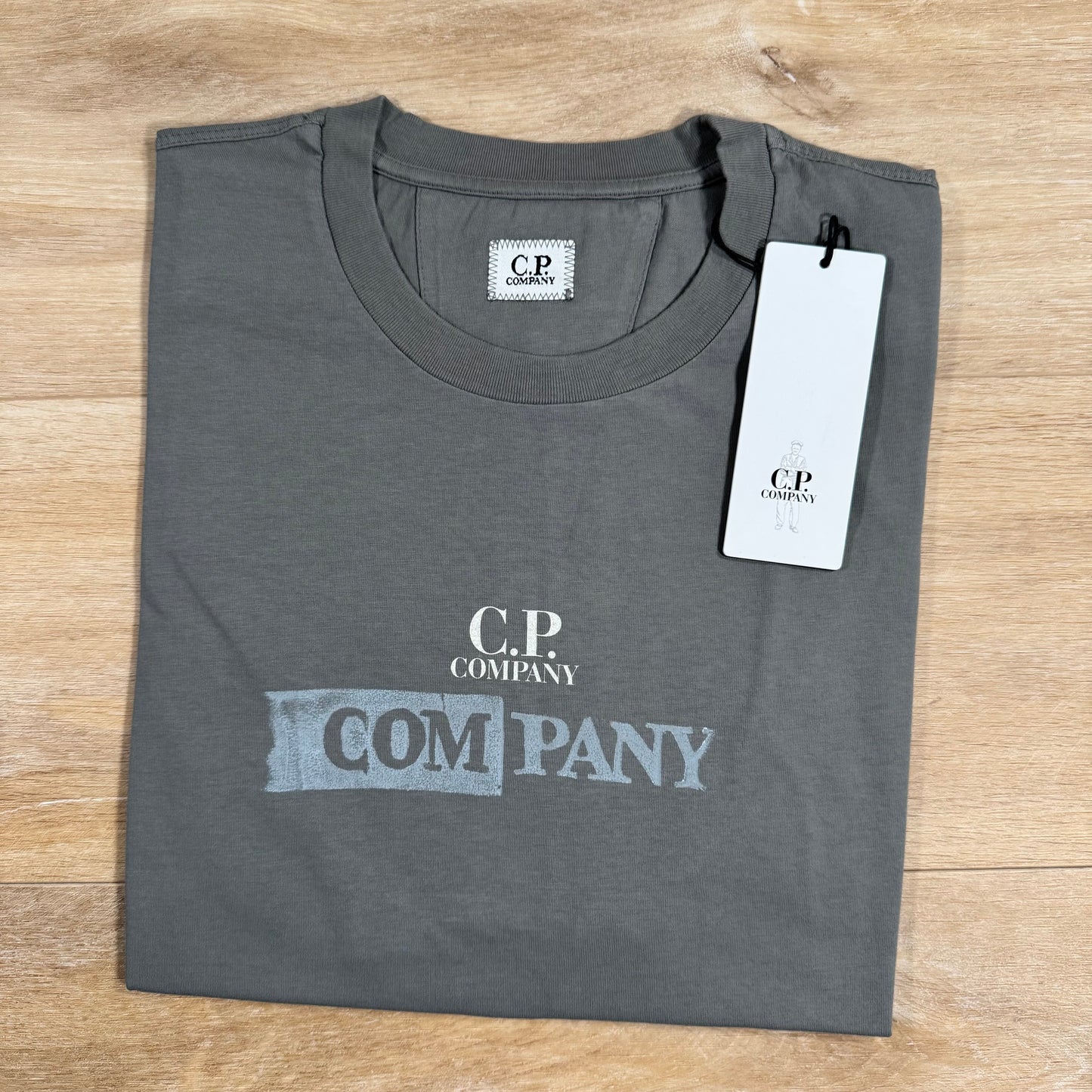 CP Company 24/1 Jersey Logo T-Shirt in Smoked Pearl - Grey
