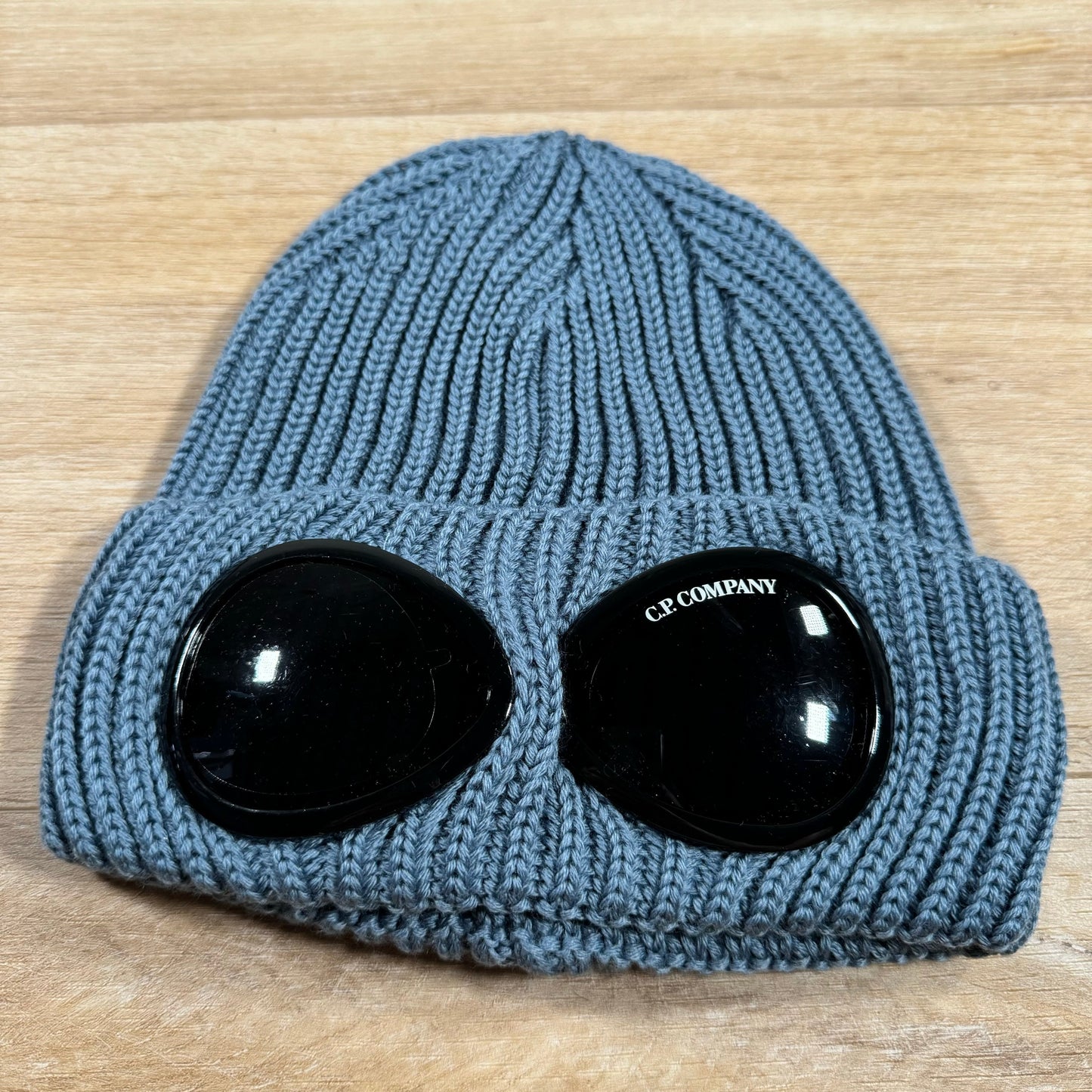 CP Company Extra Fine Merino Wool Goggle Beanie in Flint Stone