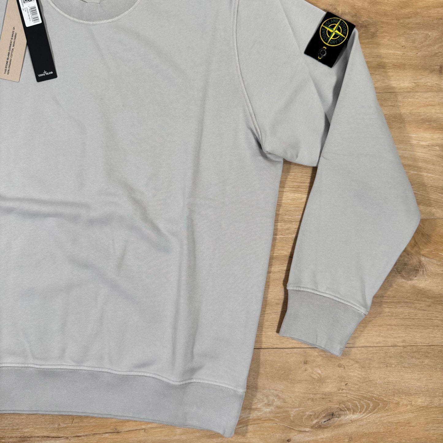 Stone Island Organic Cotton Fleece Sweatshirt in Pearl Grey