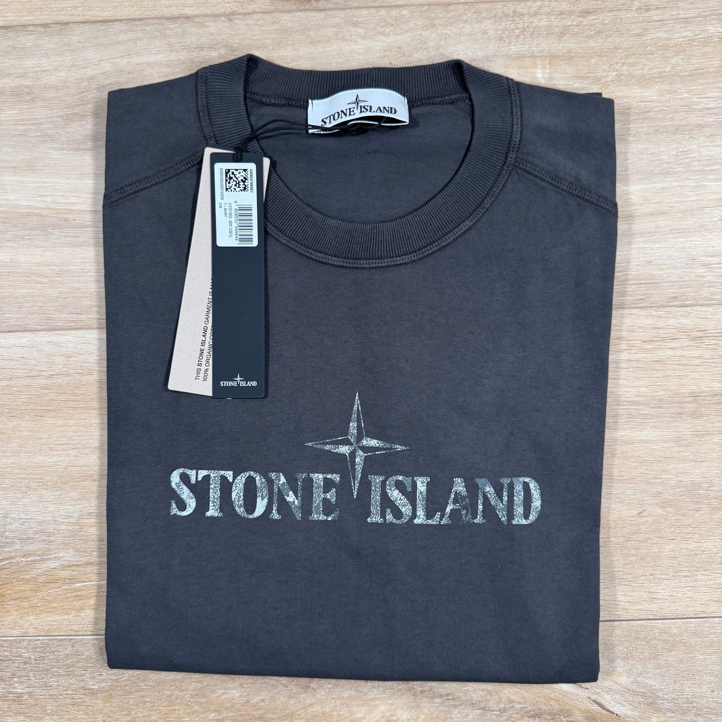 Stone Island Organic Cotton Logo T-Shirt in Charcoal Grey