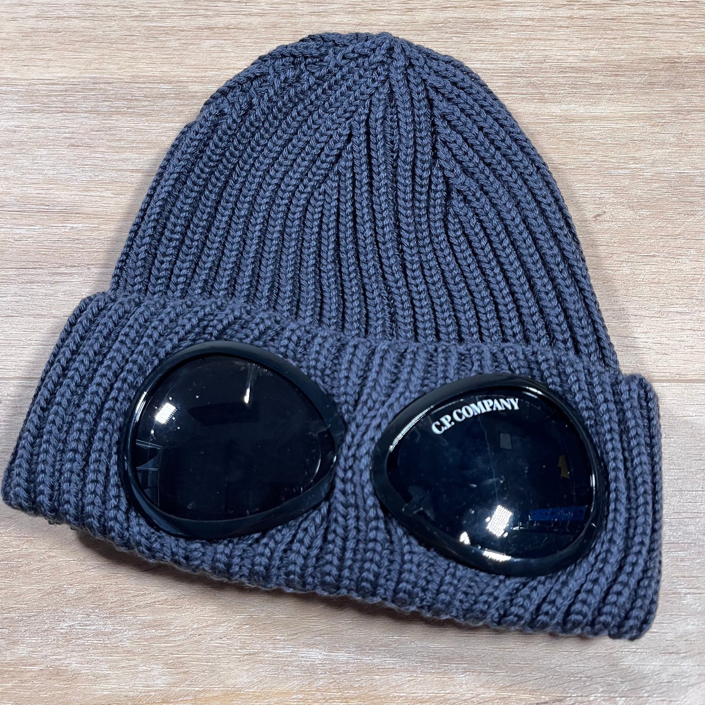 CP Company Extra Fine Merino Wool Goggle Beanie in Ebony
