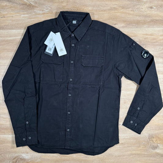 CP Company Gabardine Buttoned Lens Shirt in Black