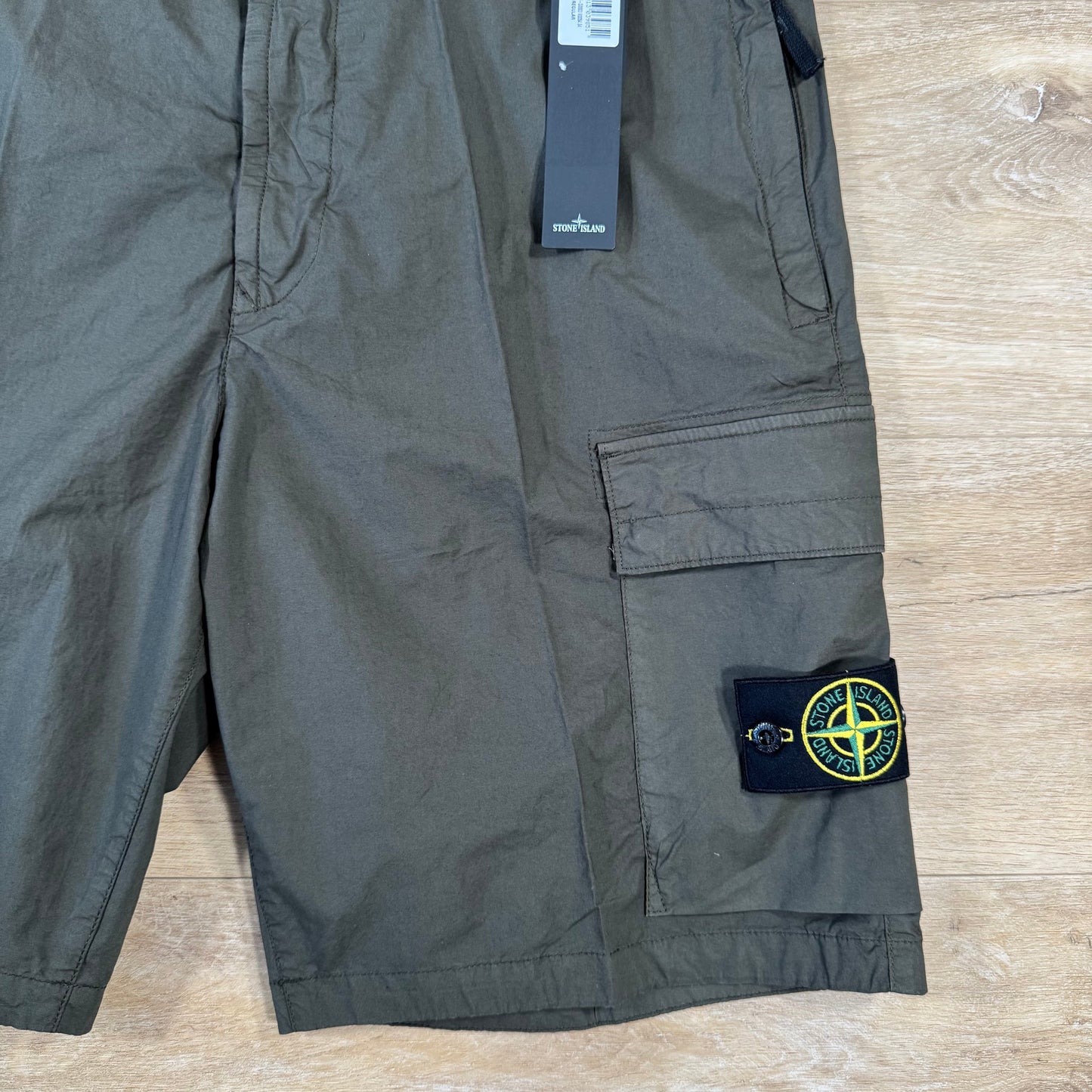 Stone Island Stretch Tela Cargo Bermuda Shorts in Military Green