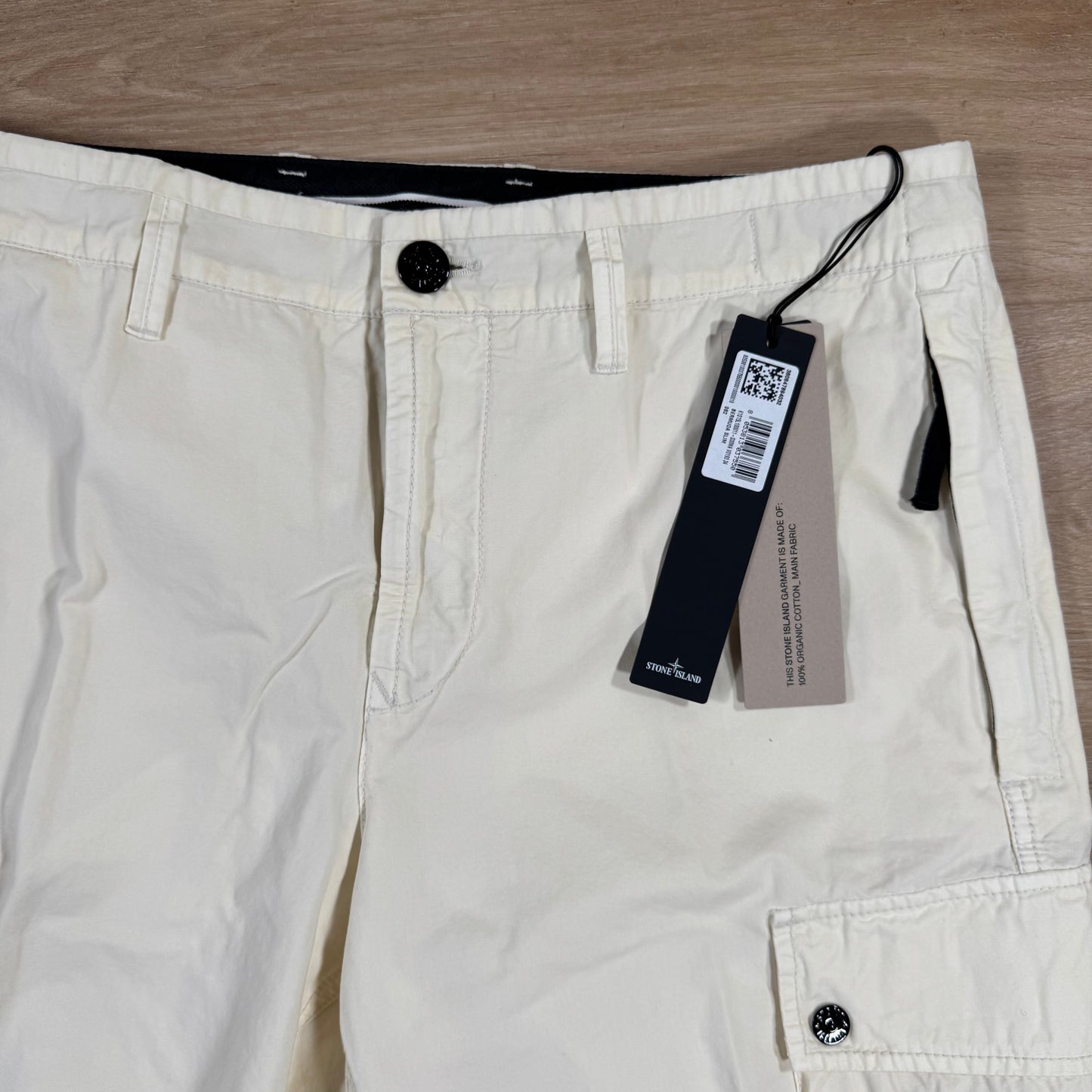 Stone Island Brushed Cotton Cargo Bermuda Shorts in Ivory