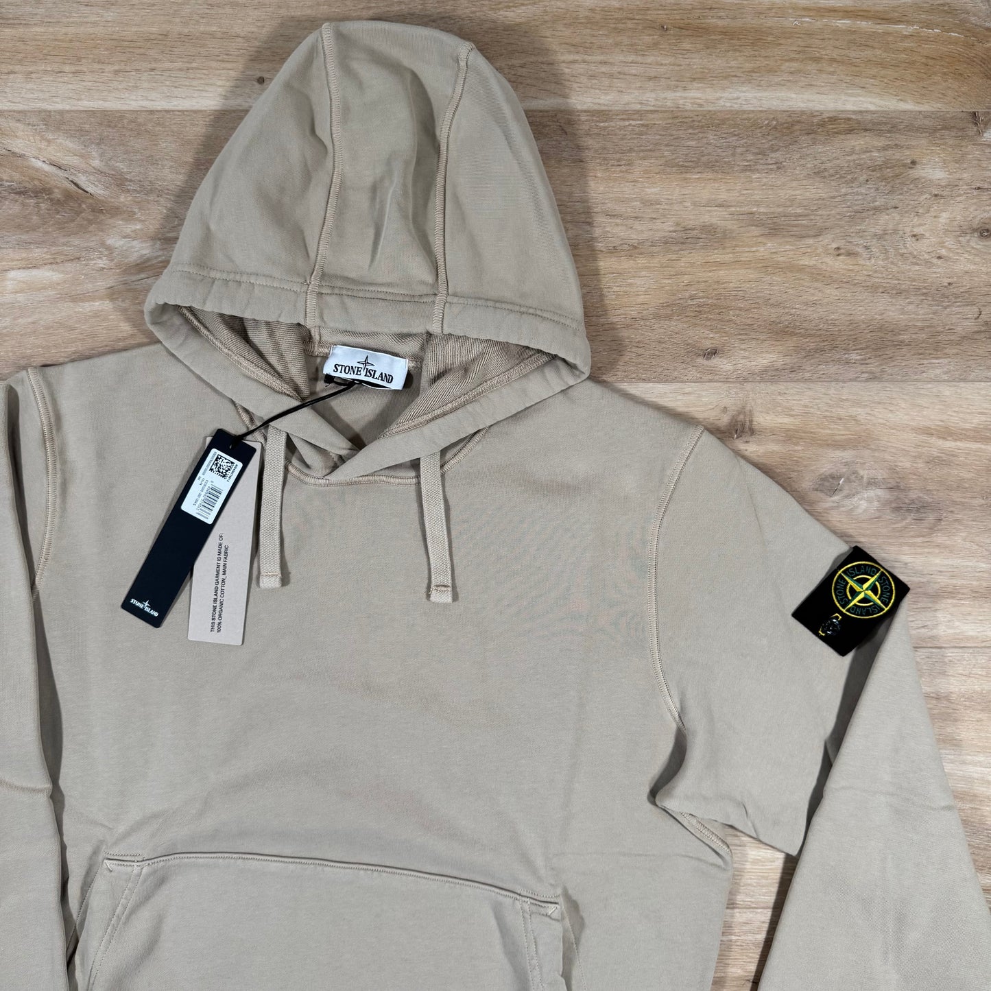 Stone Island Organic Cotton Fleece Pullover Hoodie in Desert