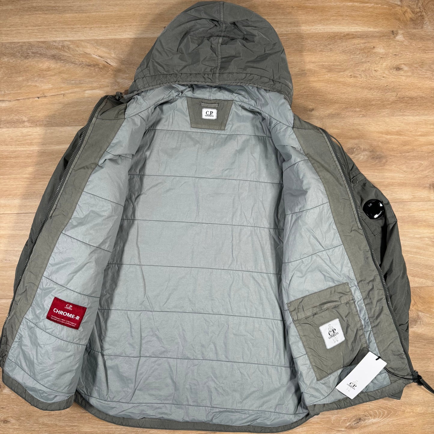 CP Company Chrome-R Hooded Zipped Lens Overshirt in Gunmetal