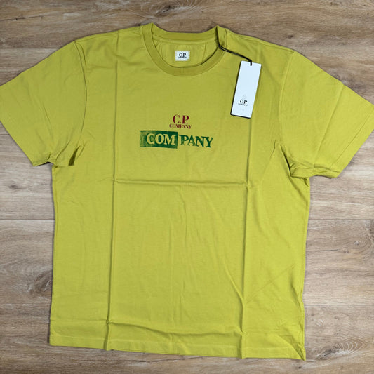 CP Company 24/1 Jersey Logo T-Shirt in Cress Green - Yellow