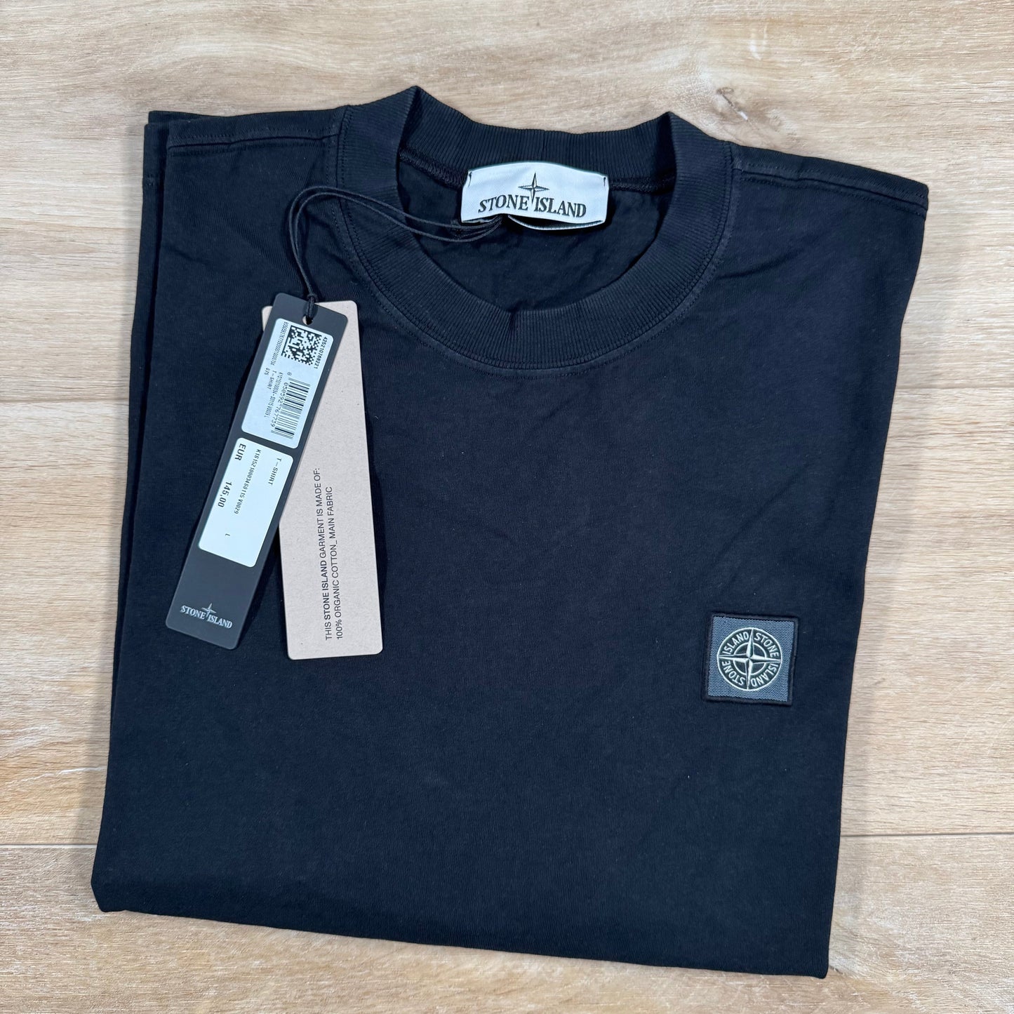 Stone Island Combed Organic Cotton Patch Logo T-Shirt in Black
