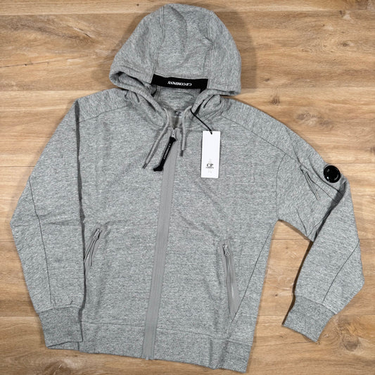 CP Company Diagonal Raised Zipped Lens Hoodie in Grey