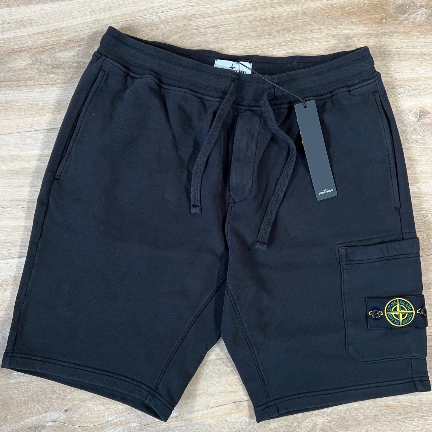 Stone Island Organic Cotton Fleece Shorts in Black
