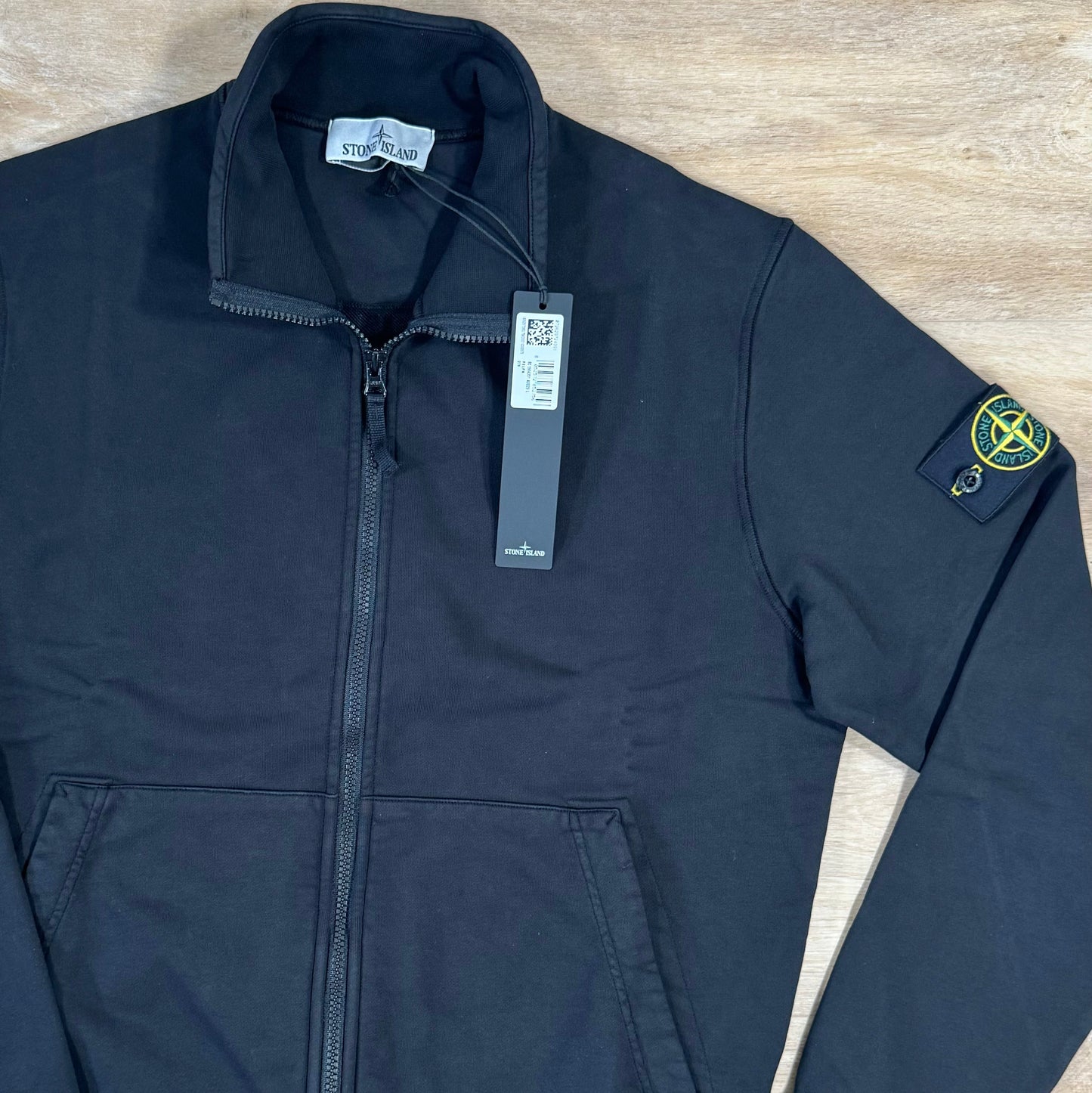 Stone Island Organic Cotton Full-Zip Sweatshirt in Black