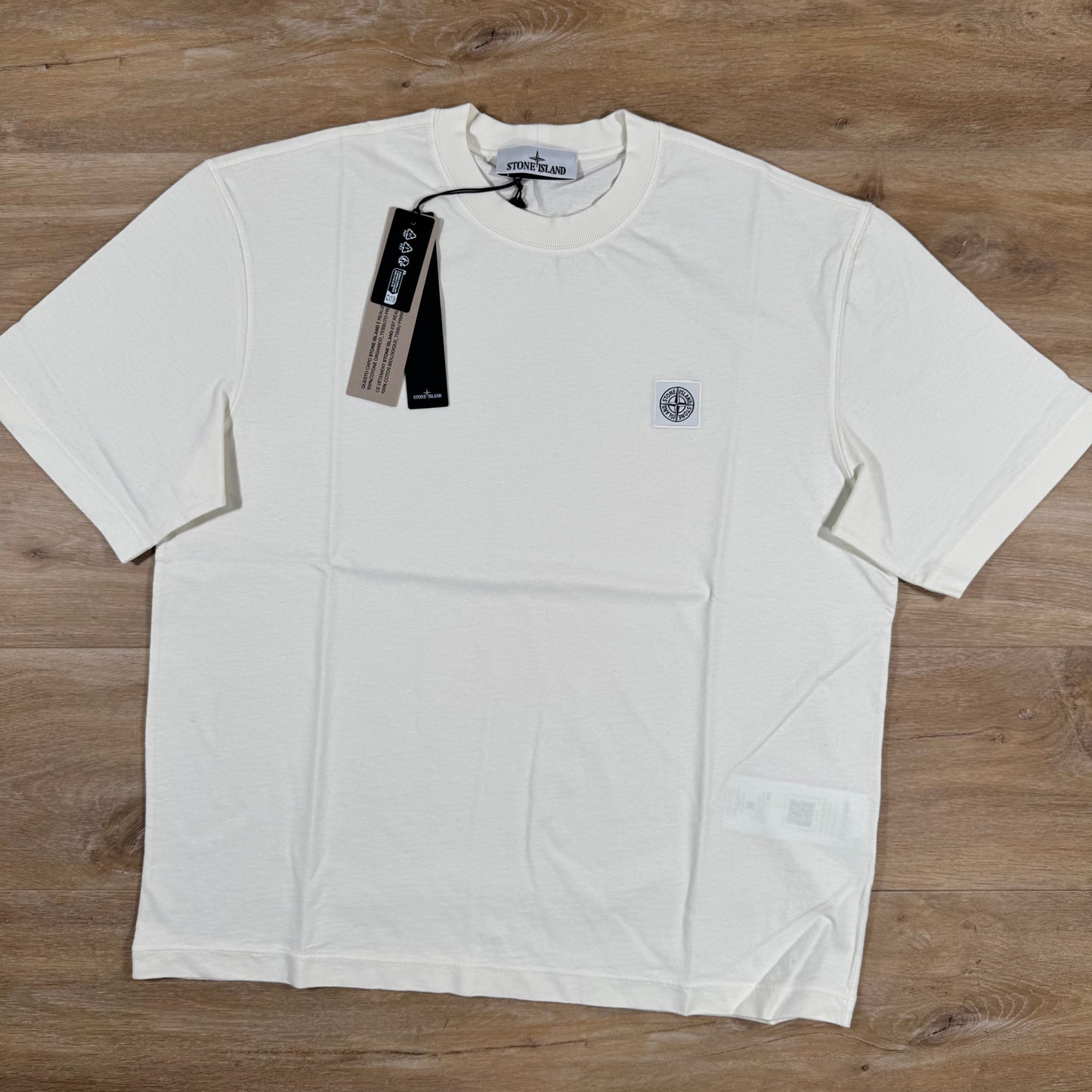 Stone Island Combed Organic Cotton Patch Logo T-Shirt in Ivory