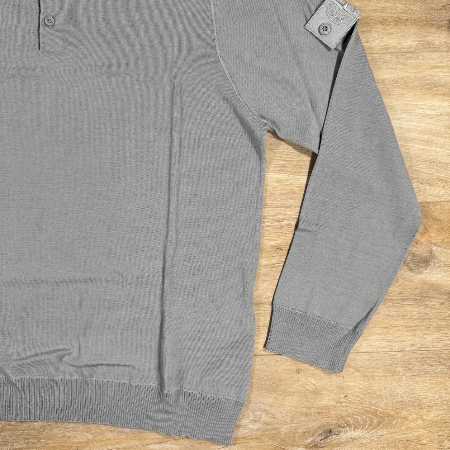 Stone Island Light Pure Wool Long-Sleeved Ghost Polo Shirt in Dust Grey