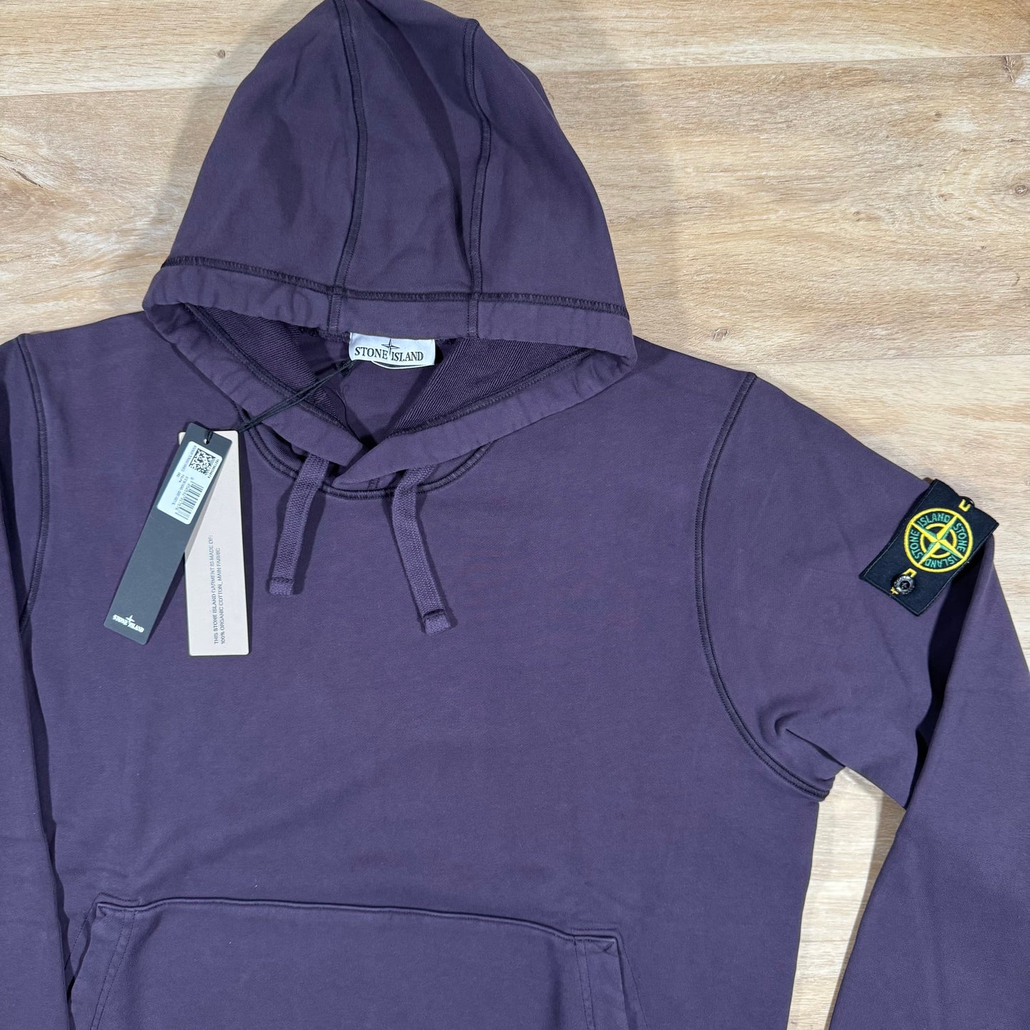 Stone Island Organic Cotton Fleece Pullover Hoodie in Dark Burgundy
