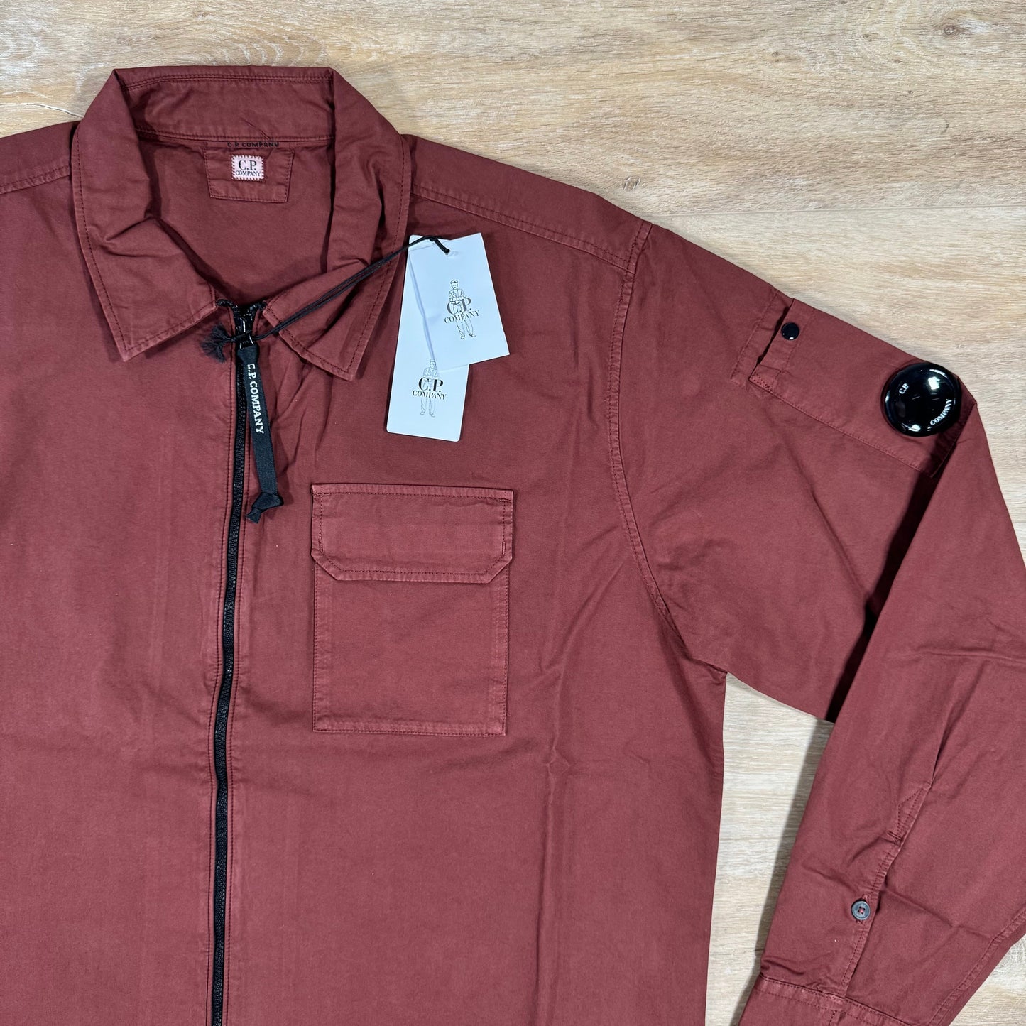 CP Company Organic Gabardine Lens Overshirt in Sable - Brown
