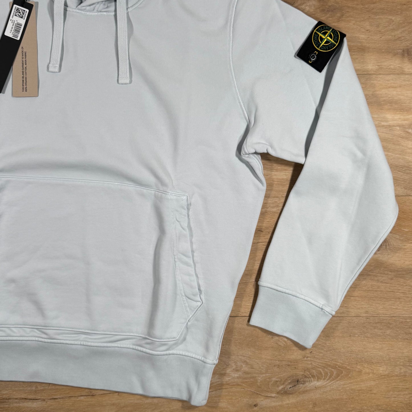 Stone Island Organic Cotton Fleece Pullover Hoodie in Sky Blue