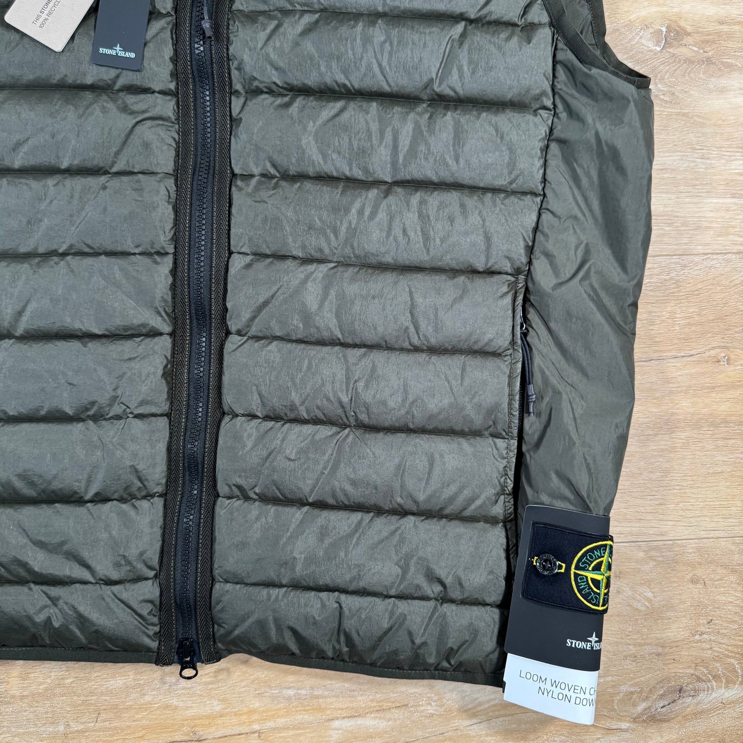 Stone Island Nylon Down-TC Vest in Military Green