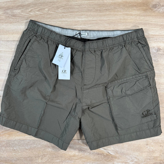CP Company Flatt Nylon Logo Swim Shorts in Ivy Green