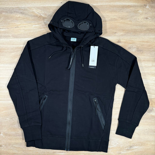CP Company Diagonal Raised Fleece Goggle Hoodie in Black