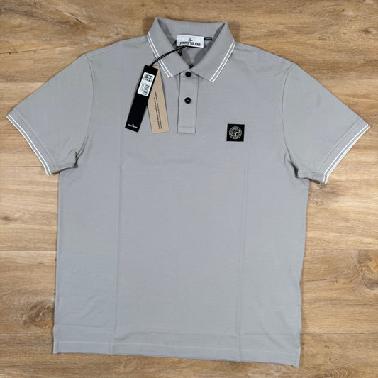 Stone Island Organic Cotton Pique Polo Shirt in Pearl Grey