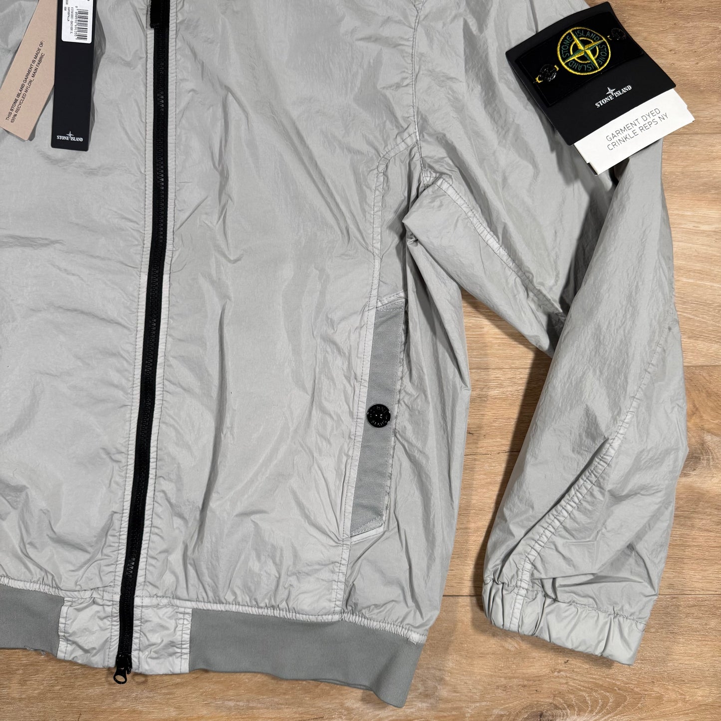 Stone Island Crinkle Reps R-NY Bomber Jacket in Pearl Grey