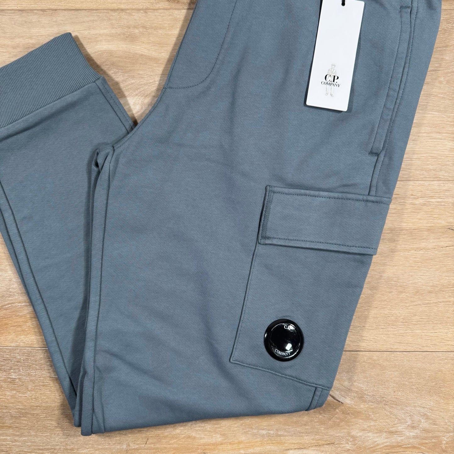 CP Company Diagonal Raised Fleece Lens Sweatpants in Stormy Weather - Blue