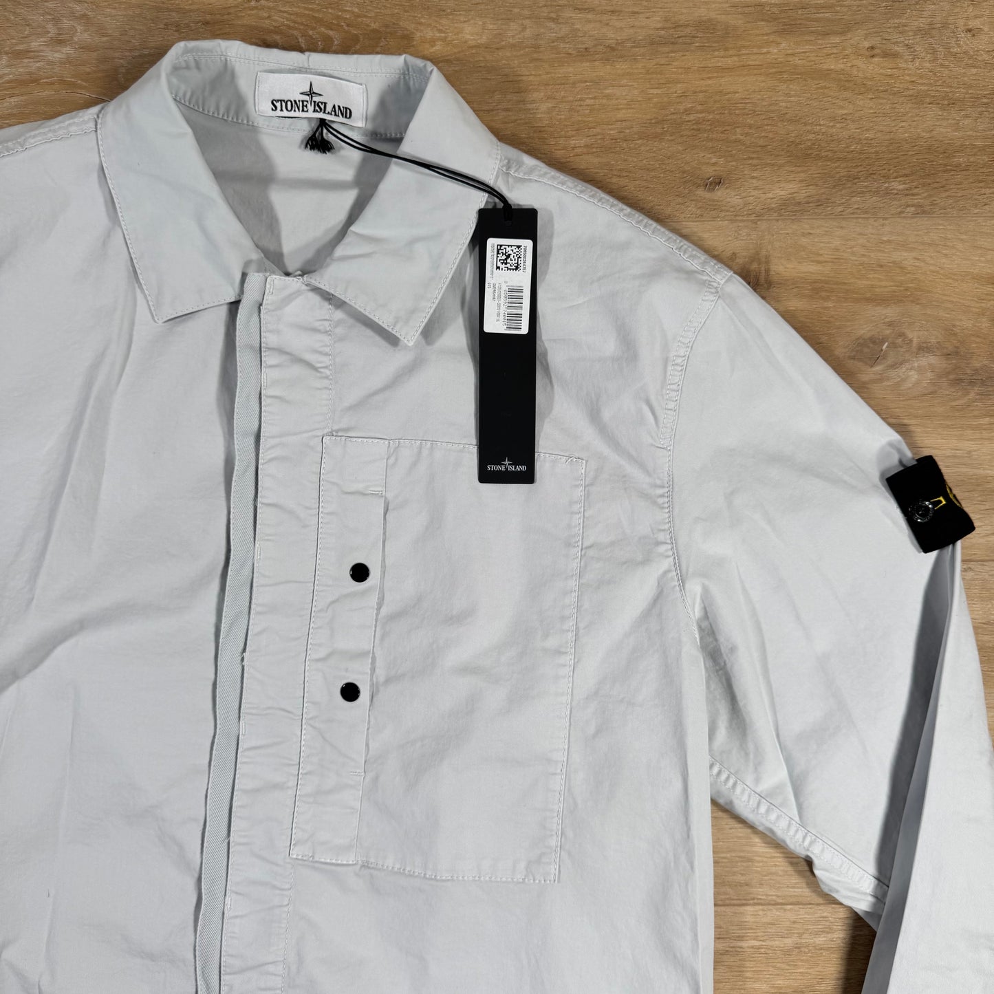 Stone Island Supima Twill Stretch-TC Overshirt in Sky Blue