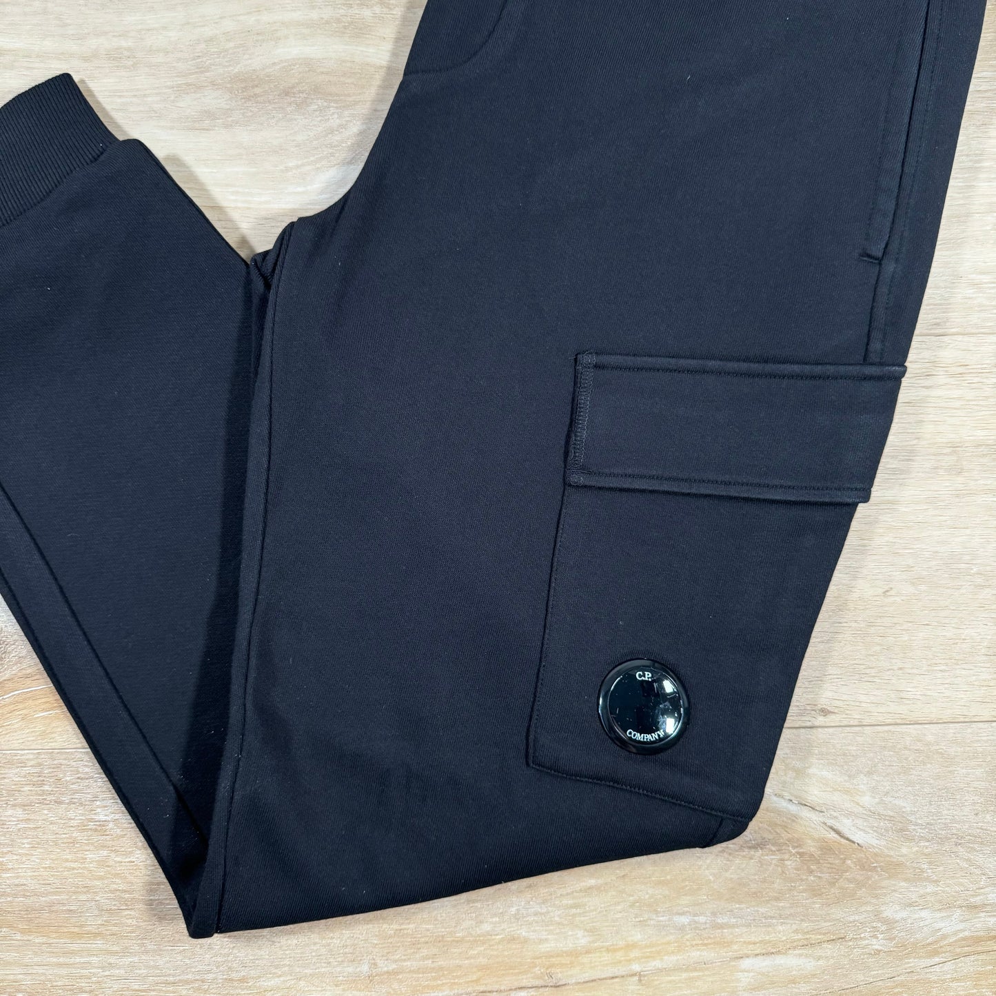 CP Company Diagonal Raised Fleece Lens Sweatpants in Black