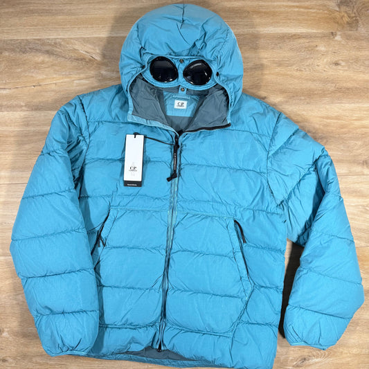 CP Company Chrome-R Goggle Down Jacket in Aegean Blue