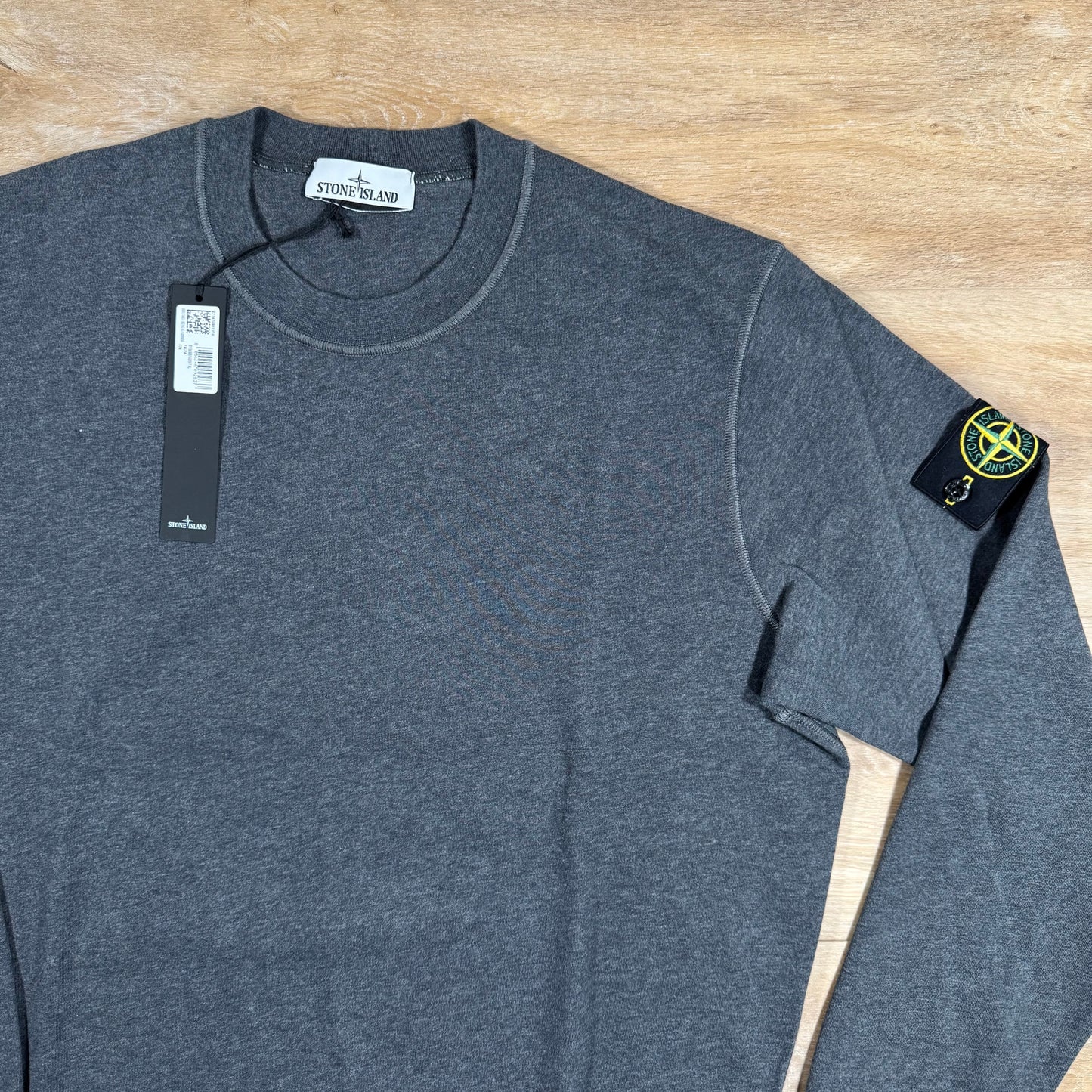 Stone Island Garment Dyed Crewneck Sweatshirt in Dark Grey
