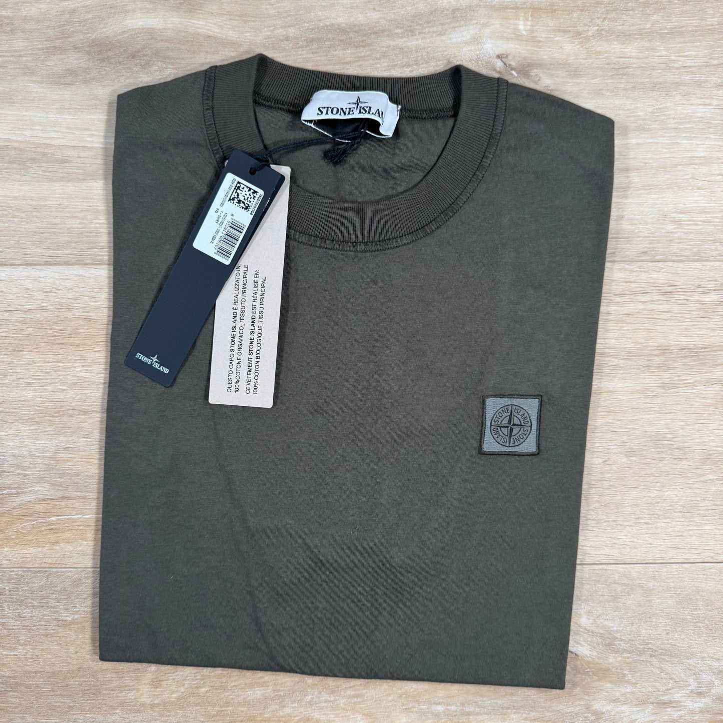 Stone Island Organic Cotton Patch Logo T-Shirt in Military Green