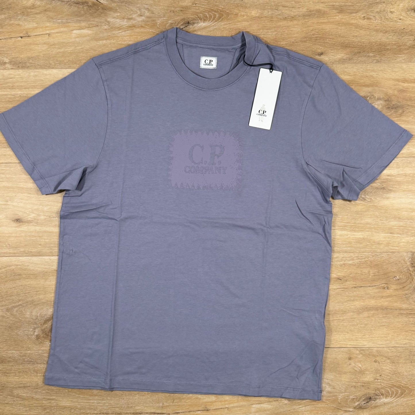 CP Company Stitch Block Logo T-Shirt in Lavender Violet