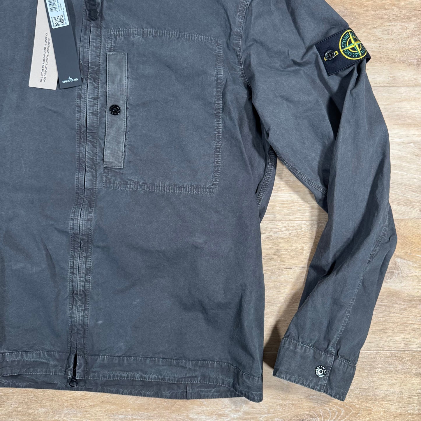 Stone Island Brushed Canvas Old Treatment Overshirt in Charcoal Grey