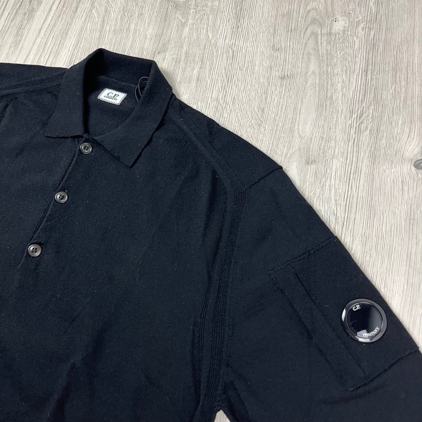 CP Company Wool Polo Shirt - Black