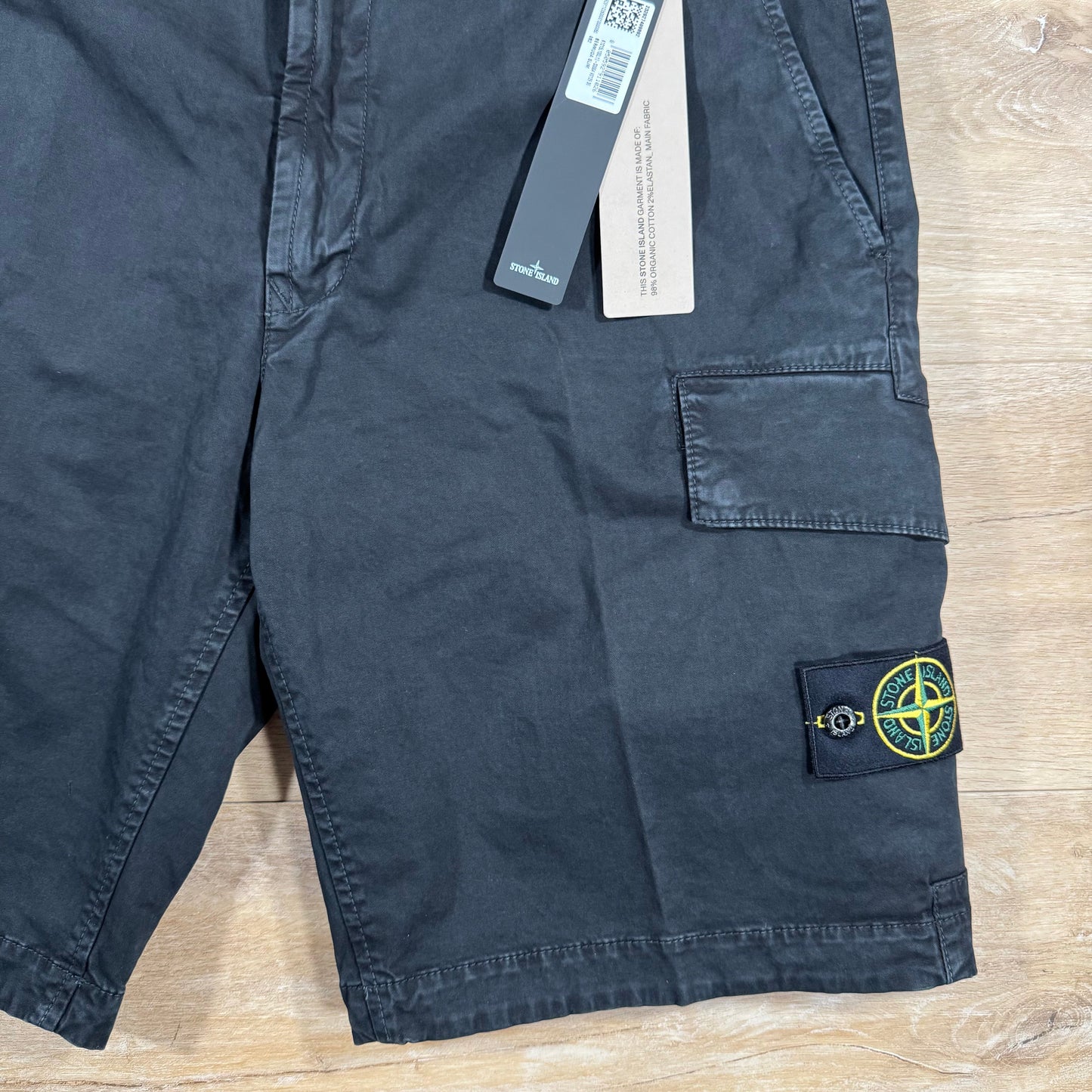 Stone Island Stretch Twill Cargo Shorts in Black