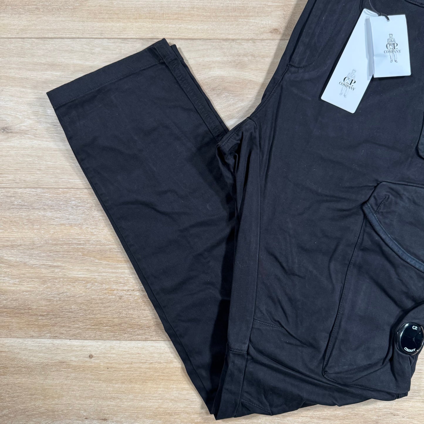 CP Company Stretch Sateen Utility Cargo Lens Pants in Black