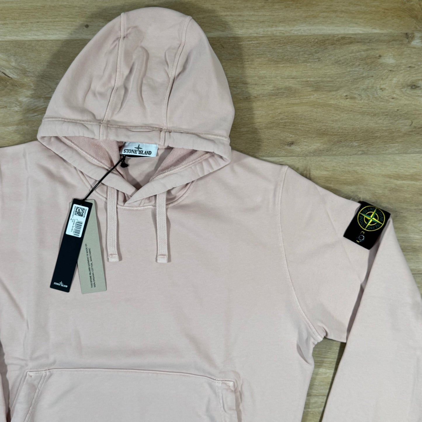 Stone Island Organic Cotton Fleece Pullover Hoodie in Antique Rose
