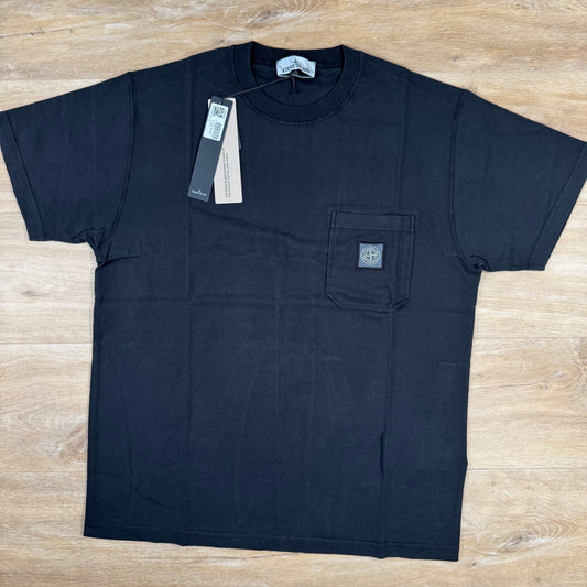 Stone Island Organic Cotton Fissato Effect T-Shirt in Black