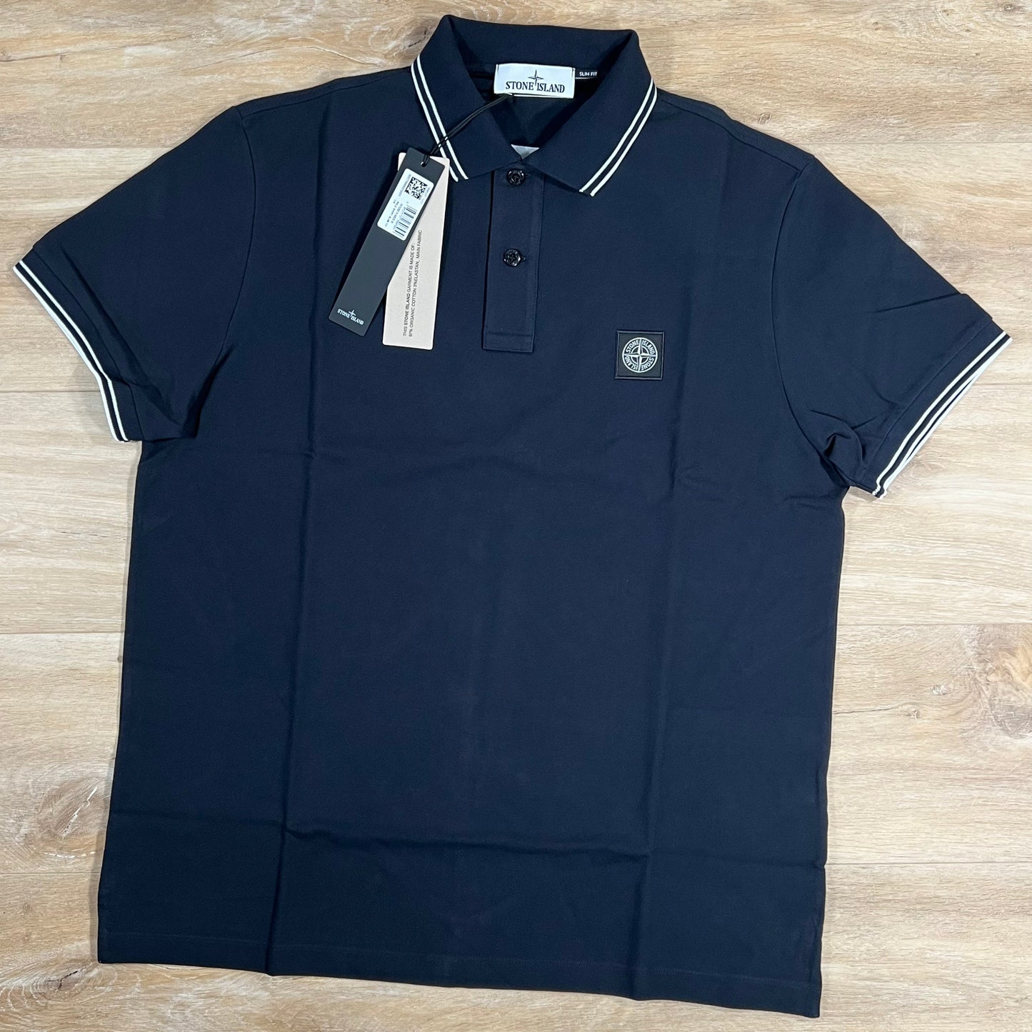 Stone Island Organic Cotton Pique Polo Shirt in Navy