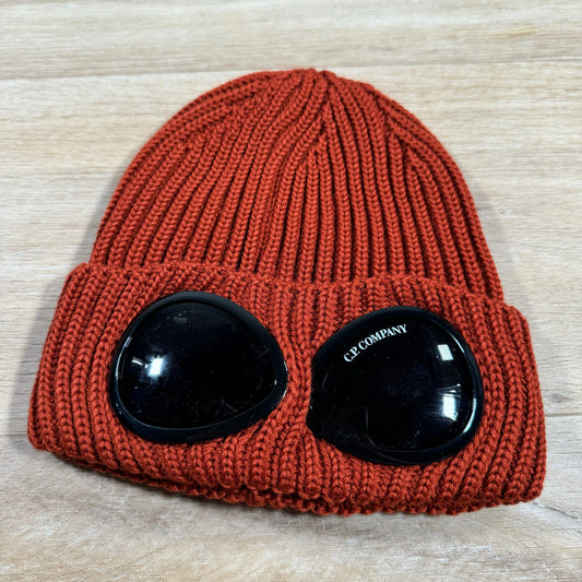 CP Company Extra Fine Merino Wool Goggle Beanie in Bombay Brown