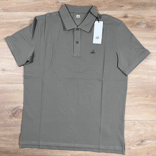 CP Company Stretch Piquet Striped Collar Polo Shirt in Fallen Rock