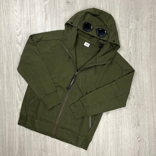 CP Company Raised Fleece Goggle Hoodie - Ivy Green