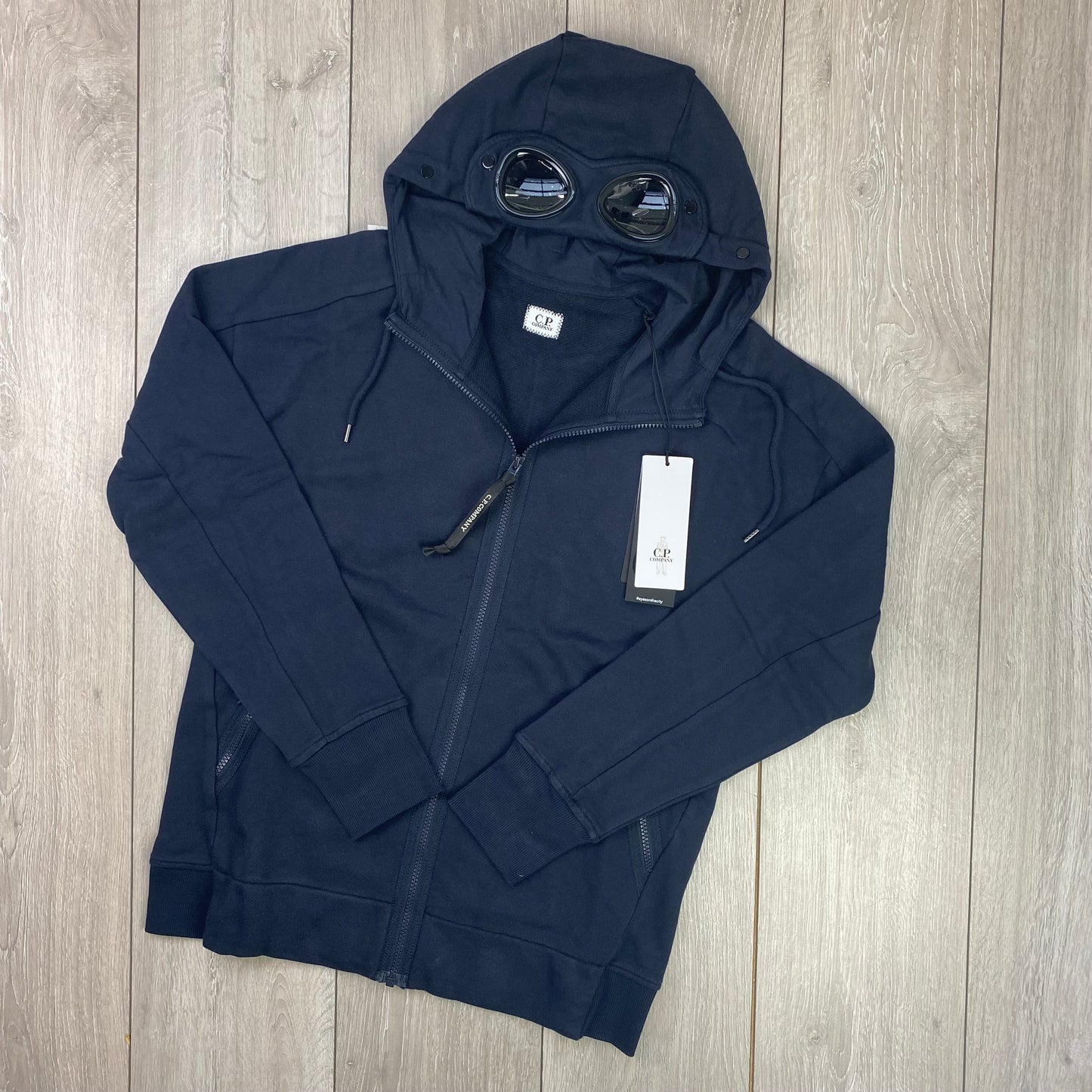 CP Company Raised Fleece Goggle Hoodie - Navy